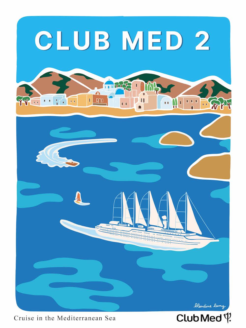 Affiche Club Med 2 – Méditerranée (Europe & Côtes Méditerranéennes, Blandine Lamy)